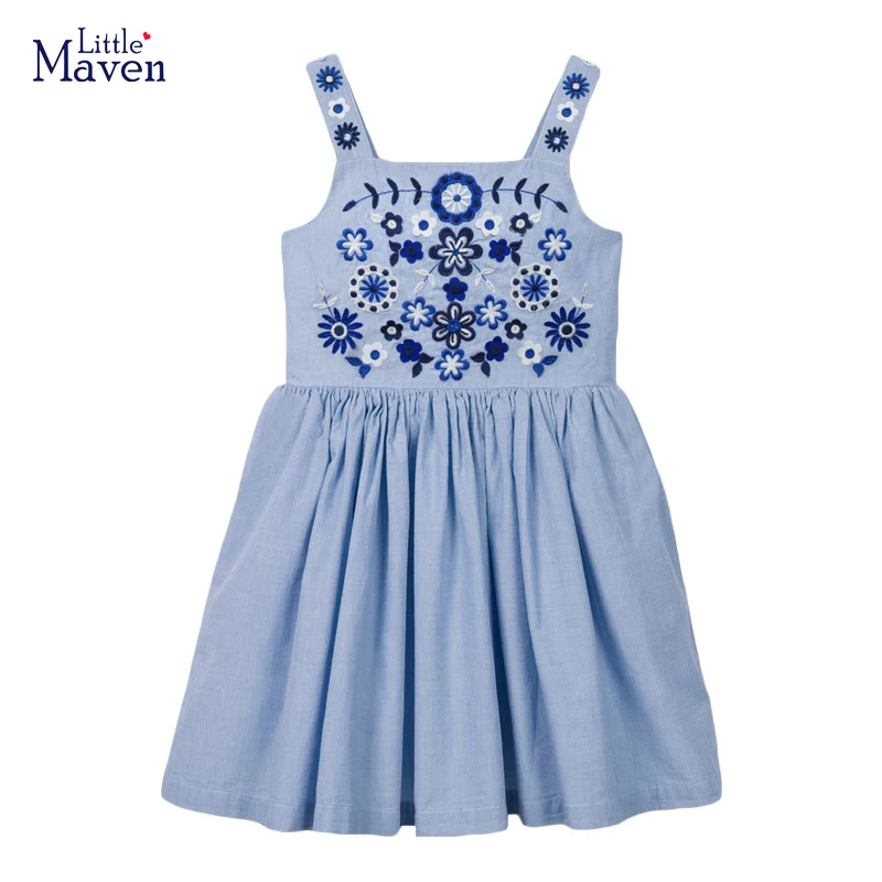 Little Maven/ детские платья для девочек, летняя одежда 2023, платья без рукавов с мультяшными цветами, детская одежда, Vestidos