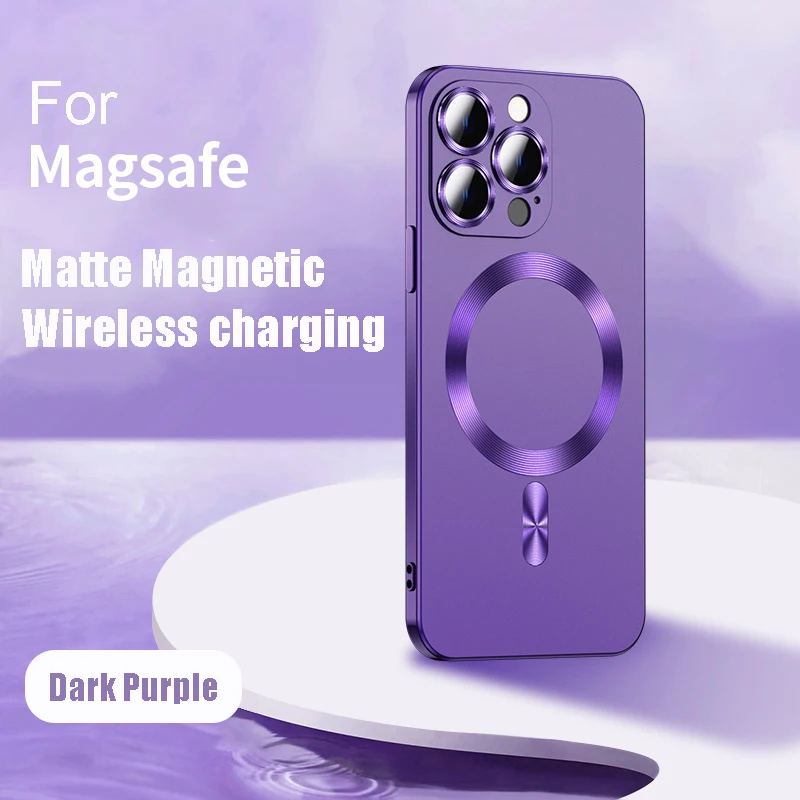Для беспроводной зарядки Magsafe матовый чехол для iPhone 15 Pro Max 13 12 14 plus, защитная пленка для магнитной камеры, мягкий силиконовый чехол