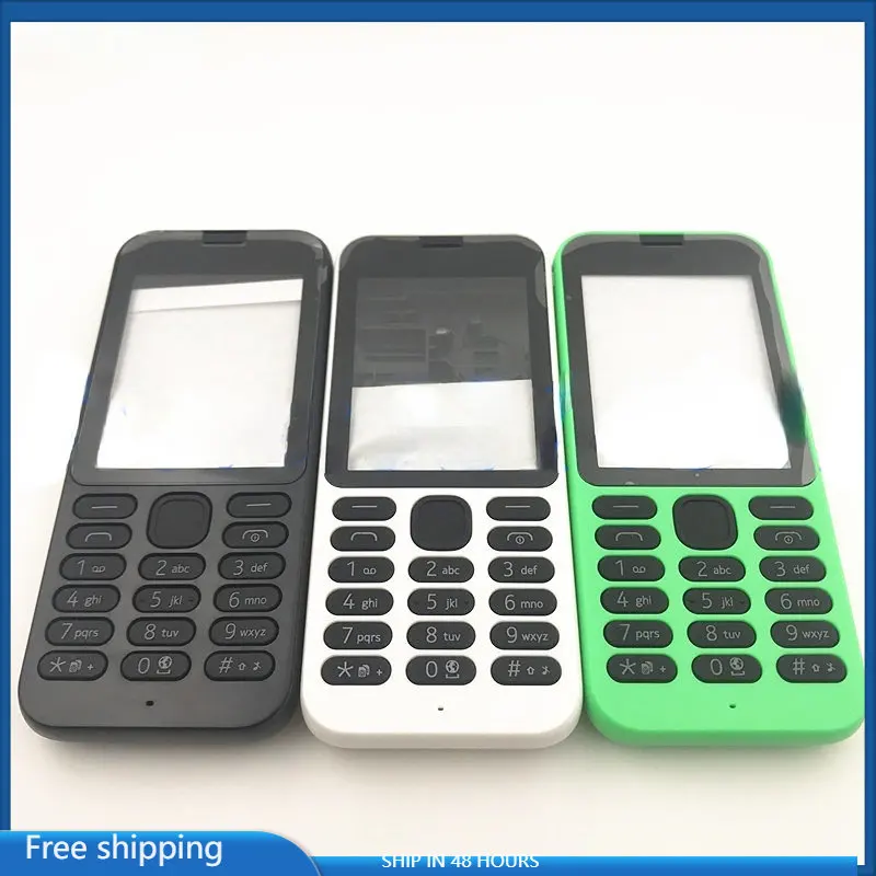 Новый пластиковый корпус для Nokia 215, полностью укомплектованный корпус мобильного телефона, чехол + клавиатура на английском языке + логотип