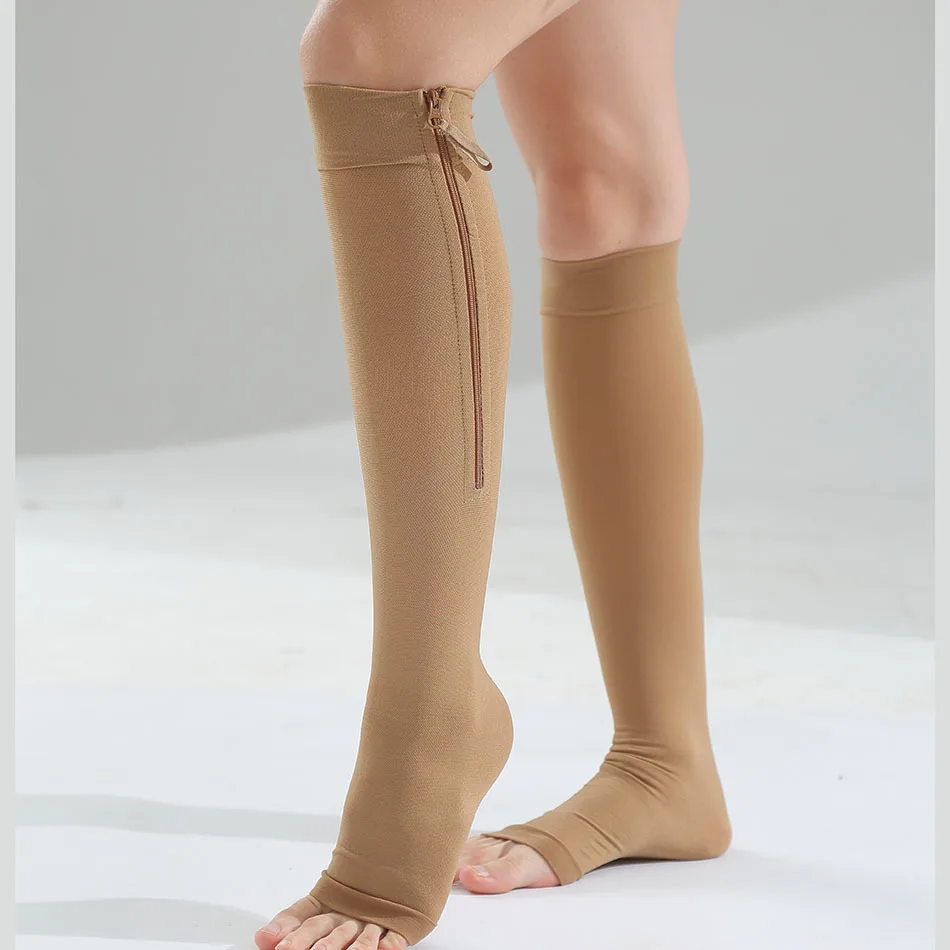 Мужчины и женщины, давление 32 мм рт. ст., Медицинские эластичные носки для вен со средней трубкой, защита от молнии, Компрессионная спортивная цепочка M 5XL