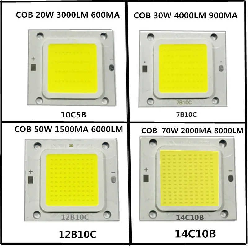 20ШТ LED COB Flip Chip Высокой мощности Blubs Полной мощности 4640 10 Вт 20 Вт 30 Вт 50 Вт 70 Вт 2B50C 12B10C 2B25C 12V 30V Для Blubs Уличного фонаря