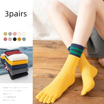 Женские носки с пятью пальцами из хлопка в японском стиле, дышащие и впитывающие пот, Персонализированные повседневные японские носки средней длины с разрезным носком  4