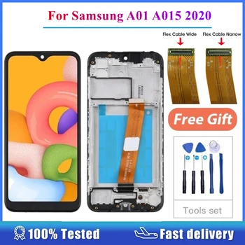 Для Samsung Galaxy A01 A015 2020 Узкий широкий гибкий ЖК-сенсорный дигитайзер Полная сборка с заменой рамки  2