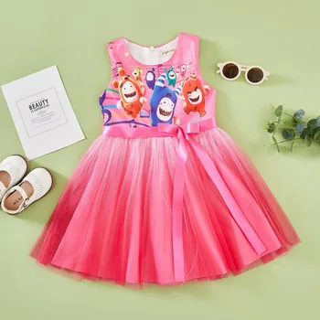 Oddbods dress Платья для девочек Летний бренд Детской одежды для малышей Платье принцессы Косплей Костюм Для вечеринки Для детей Детское Платье Розового цвета  5