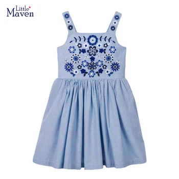 Little Maven/ детские платья для девочек, летняя одежда 2023, платья без рукавов с мультяшными цветами, детская одежда, Vestidos  5