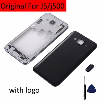 Оригинал для Samsung Galaxy J5 2015 J500 J500H J500F Корпус Средняя рамка Крышка + Крышка батарейного отсека + Кнопка 