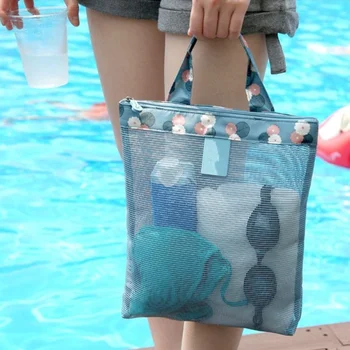 Маленькая летняя пляжная сумка для плавания, сетчатая сумка для хранения, спортивная сумка на молнии, многофункциональная, с несколькими сценами  5