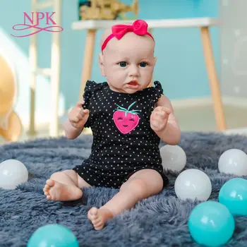 NPK 55 см реалистичная кукла Саския Реборн популярная кукла для новорожденных, мягкая на ощупь, приятная малышка, коллекционная художественная кукла  5