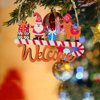 Подвеска в виде Рождественской елки Navidad 2023, подарок на Новый год, Деревянная подвеска с цветным рисунком, колокольчик, Рождественские украшения, Бесплатная доставка  4