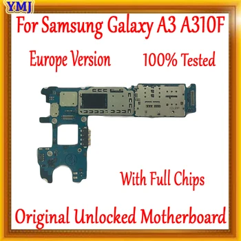Для Samsung Galaxy A3 A310F Материнская плата с одной / двумя sim-картами, 100% оригинальная разблокированная для Samsung A310F материнская плата + полные чипы  5