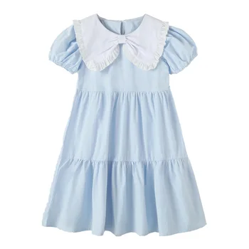Новое летнее платье для девочек 2023, детская праздничная одежда с милым бантом, милое детское платье принцессы с пышными рукавами, # 7354  5