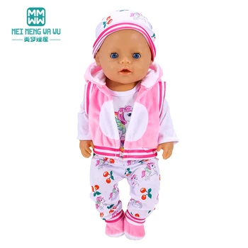 Одежда для куклы подходит на 43-45 см, Детские игрушки, Новорожденная Кукла, Модная мультяшная куртка, костюм-тройка, подарок для девочки  3