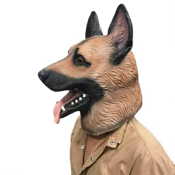 Маска Хэллоуин Собака Латексная Игрушка С Головой Животного Косплей Маскарадный Костюм Реквизит для вечеринки Маска Ужаса  4