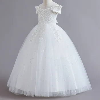 Роскошные вечерние платья с блестками для девочек, Элегантное Пушистое платье принцессы для маленьких девочек, детское пышное свадебное вечернее платье на День рождения  5