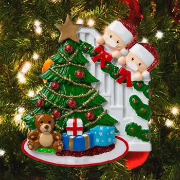 Мультяшные члены семьи, сделай САМ, Именной кулон Благословения с подарочной коробкой, Рождественский декор, Подвесные украшения, Рождественский кулон для вечеринок  4