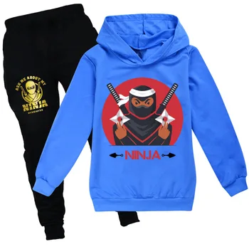 Комплект одежды NINJA KIDZ, одежда с героями мультфильмов для мальчиков и девочек, толстовка, штаны, игровой набор персонажей аниме из двух частей, подростковый весенне-осенний свитер, костюм  5
