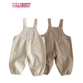 Модные Детские штаны-переноски, весенне-осенний комбинезон с карманами для девочек и мальчиков, однотонный Корейский повседневный комбинезон, детские комбинезоны, наряды  5