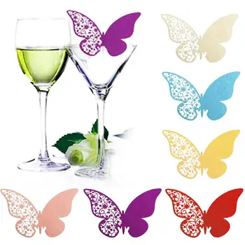 50шт табличка с названием винного бокала, открытки с названием бабочки, место для вечеринки, свадебный декор, яркие цвета, просто украшение.  5