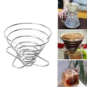 Складная чашка с кофейным фильтром, портативная мини-кофеварка для приготовления эспрессо из нержавеющей стали, капельница для кемпинга на открытом воздухе  5