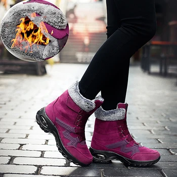 Новые женские зимние теплые зимние ботинки на шнуровке с плюшевой подкладкой и противоскользящей подошвой  5