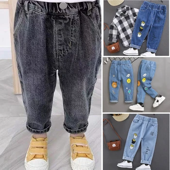 Весенне-осенняя одежда для мальчиков, детские эластичные джинсовые брюки-стрейч для малышей, одежда для мальчиков, верхняя одежда, джинсовые брюки  5