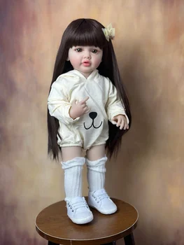 Реалистичная кукла Reborn Baby Girl 55 см 22 дюйма из мягкого силикона, реалистичная принцесса для малышей, арт-Бебе, подарки на день рождения для ребенка  5