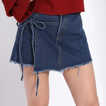 Юбка-шорты большого размера Женская 2023 Летняя НОВАЯ джинсовая юбка с шортами Для женщин, джинсы с высокой талией, короткие хлопковые женские шорты Femme  5