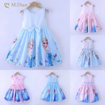 Летняя детская одежда Vestidos Замороженное платье принцессы Эльзы и Анны для вечеринки, дня рождения, платья для маленьких девочек, детский костюм-пачка  5