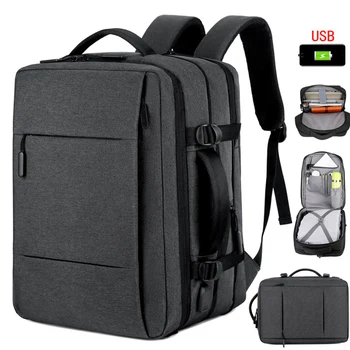 Рюкзак Водонепроницаемый Износостойкий школьный рюкзак для многослойного хранения, многофункциональная USB-зарядка на молнии для занятий фитнесом  5