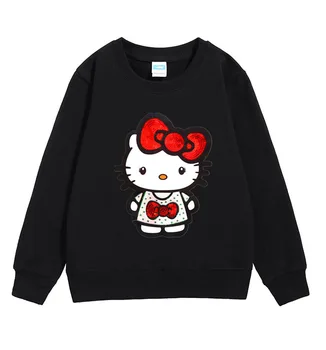 Детская одежда Sanrio Hello Kitty 2022, осенние огни, хлопковый свитер с героями мультфильмов для девочек, светодиодные фонари, толстовка для девочек, куртка  5