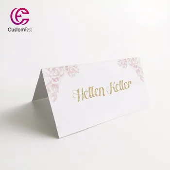 50 шт./лот Персонализированная визитная карточка с именем для вечеринки и свадьбы классический цветок в розово-золотом цвете MK031  5