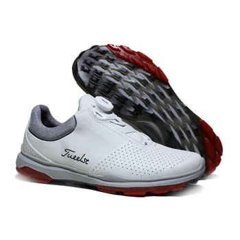 Мужская кожаная обувь для гольфа американского бренда, водонепроницаемая нескользящая мужская обувь для спорта и отдыха, для гольфа  5