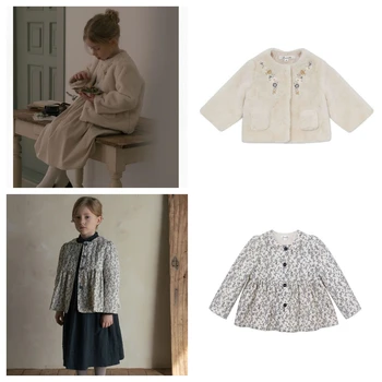 Пальто с вышивкой для девочек LOU, Детское Меховое пальто 2023, Осенне-зимняя Детская Верхняя одежда с длинными рукавами, Детская куртка с хлопковой подкладкой  2