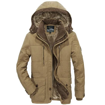 Зимняя утепленная куртка Для мужчин, большие размеры 5XL 6XL 7XL, верхняя одежда, Ветровка, хлопковое флисовое пальто, мужская парка с капюшоном в стиле милитари с несколькими карманами  5