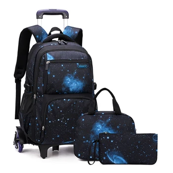 Детский рюкзак на колесиках для мальчиков и девочек, багажный рюкзак на колесиках, школьная сумка-тележка, сумка для книг с ланчем, сумка для карандашей, новинка  5
