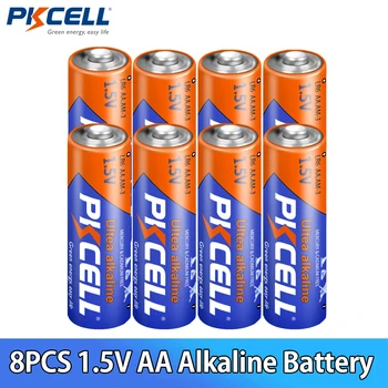 PKCELL 8ШТ батареек типа АА 1,5 В 2A Щелочная сухая батарея LR6 E91 AM3 MN1500 для игрушек-мышек, электронный термометр, быстрая доставка  5