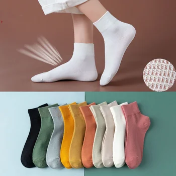10 пар Весенне-летних новых модных сетчатых дышащих женских повседневных носков Harajuku ярких цветов, женские тонкие хлопчатобумажные носки  5