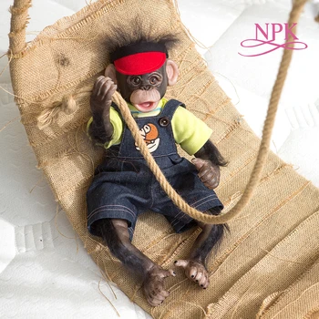 NPK Original 40 см, детальная роспись ручной работы, Возрожденные Премиальные орангутанги, черная обезьяна, коллекционное искусство, высококачественная кукла  3