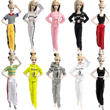 Костюм для йоги в смешанном стиле, спортивная одежда с капюшоном, повседневная одежда, спортивная одежда для куклы Барби, аксессуары для кукольного домика, детские игрушки, JJ  5