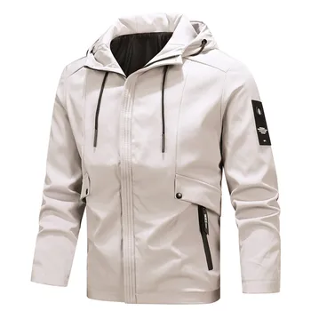 Мужская ветрозащитная уличная куртка 2023, Новая Демисезонная Водонепроницаемая повседневная куртка с капюшоном, пальто, мужская военная куртка, мужские пальто  5