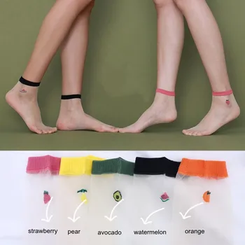 3 пары/ Упаковка Полностью Прозрачных Носков Женские Летние Ультратонкие Шелковые Носки До Щиколотки Harajuku Cute 