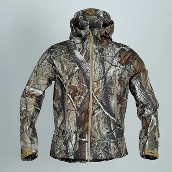 Тактическая водонепроницаемая куртка Soft Shell, мужская военная камуфляжная армейская флисовая куртка, Походная армейская ветровка, походная одежда  5