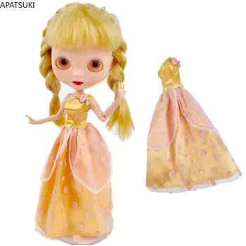 Кукольная одежда в желтый горошек для куклы Blythe, платье принцессы для Neo Blythe, аксессуары 1/6, наряды для кукол Licca  5