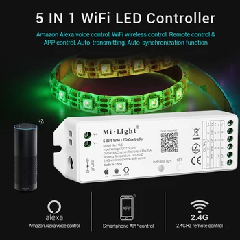 Milight WL5 WIFI Светодиодный Контроллер для RGB RGBW CCT Одноцветная светодиодная лента Amazon Alexa Voice phone App Remote Control  10