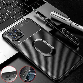 Для Samsung M33 M53 Углепластиковый мягкий силиконовый чехол для телефона с магнитным кольцом-подставкой, противоударный Бронированный чехол для galaxy SM-M336B  5