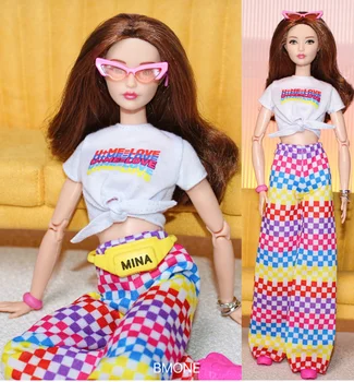 Раскрашенный комплект одежды / белый топ + длинные брюки в сетку/ 30 см кукольная одежда летняя одежда Для 1/6 Xinyi FR ST Куклы Барби  4