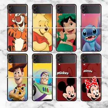 Disney Mickey Friend Чехол Для Samsung Galaxy Z Flip 3 4 5G Противоударный Черный Жесткий ПК ZFlip3 ZFlip4 Роскошный Чехол Funda На Заднюю Панель Телефона  5