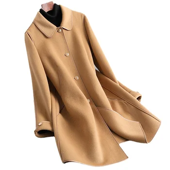 Женское шерстяное пальто Hwitex, меховая куртка из 100% шерсти, официальный женский зимний тренч, кашемировые пальто для женщин HW2053  4