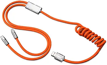 Зарядный кабель 2в1 USB A-C Силиконовый Мультизарядный кабель Type-C-Lighting Cable Зарядное Устройство, Совместимое с Мобильными телефонами TabletsLaptop  2