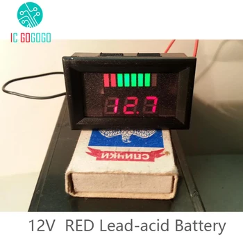Индикатор емкости свинцово-кислотной батареи 12 В, красный тестер уровня заряда, двойной светодиодный дисплей, цифровой вольтметр для свинцово-кислотной батареи  0